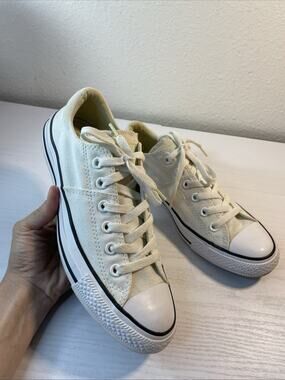 Converse All Star Women's White/Lime Green Canvas Sneakers US 9 (Men’s 7)